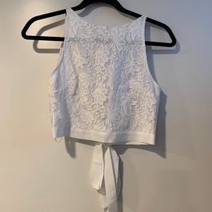 White floral cropped top